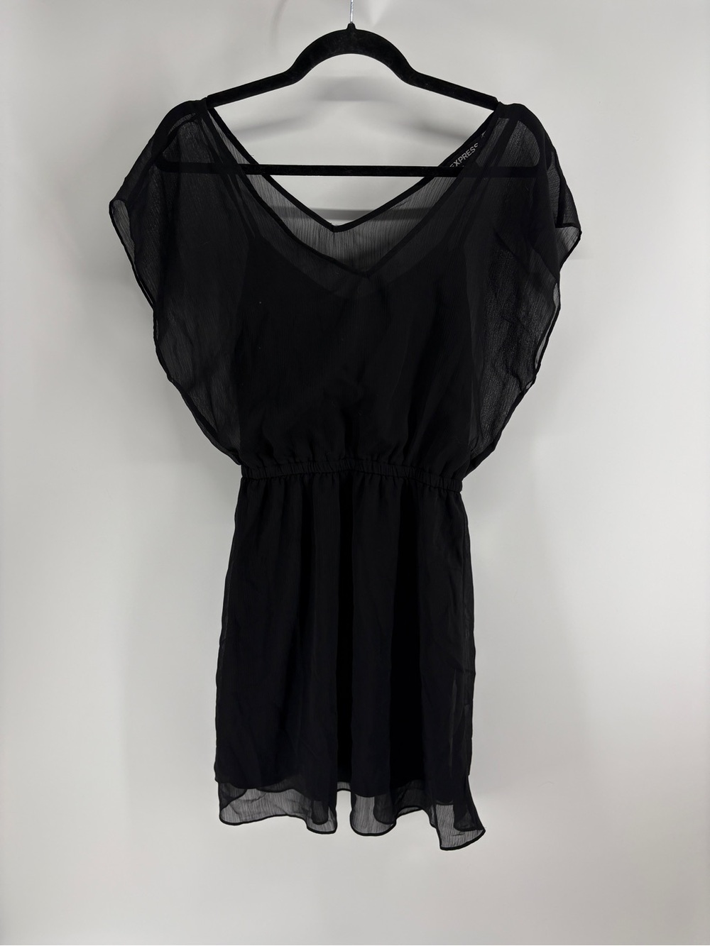 Express V-Neck Black Chiffon Women’s Mini Dress
